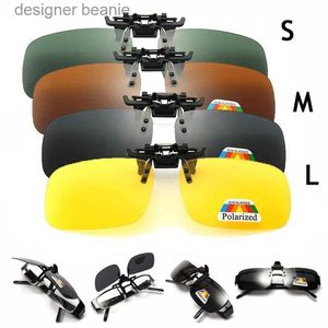 Sunglasses 4 Color Grey Lenses Polarized Sunglasses Clip On Flip Up UV 380 Driving Fishing Night Vision Glasses Clips C240411