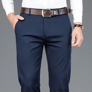 Mäns byxor Spring Mäns bambu Fiber Casual Pants Classic Style Business Fashion Khaki Stretch Cotton Trousers Mane Brand Clothes 231107