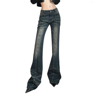 Jeans da donna Jean Pagliaccetto per pantaloni da donna Denim Boot Cut 2023 Dark Micro Flare Fashion Pattern Drappeggio abiti complessivi