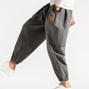 Pantaloni da uomo Pantaloni con risvolto ai piedi Traspirante Casual con dettagli ricamati Cintura elastica per la vita delle stagioni primaverili e autunnali