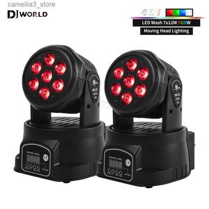 Hareketli Kafa Işıkları 2pcs 7x12W LED Have Head Light 4'te 1 RGBW Profesyonel Sahne Etkisi 7/15DMX Disko DJ Müzik Partisi Dans Kulübü Q231107