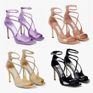 Azia Nude Black Purple Square Toe Summer Sandal