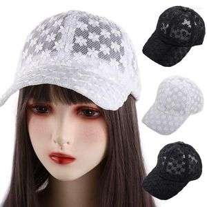 Ball Caps Summer Lace Flower Baseball Cap For Women Outdoor Anti UV Breathable Mesh Hats Sports Snapback Floral Hat Female Girl