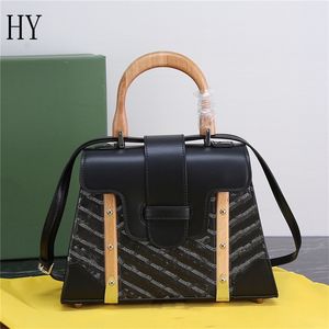 Designer de luxo Saigon MM couro preto com alça superior bolsa de ombro tamanho: 28 cm