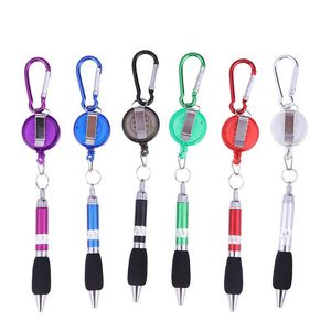 120PCS Metal wire drawing pen Drawstring ballpoint pen Hanging Rope Writing Pen Mountaineering Chain Keychain