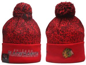 Homens de malha com punhos Pom CHICAGO gorros BLACKHAWKS chapéus esporte malha chapéu listrado lateral lã quente gorros de beisebol boné para mulher