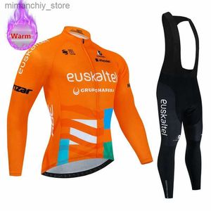 Cykeltröja sätter Skadi Team Winter Thermal Fece Cycling Jersey Set Racing Bike Suit Mountian Bicyc Clothing Ropa Maillot Ciclismo Hombre Q231107