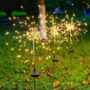 Lawn Lamps Solar Firework Light Grass Globe Dandelion 90/120/150/200 LED Fireworks Lamp For Garden Lawn Landscape Holiday Christmas Lights P230406