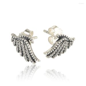 Stud Earrings Pave Wing Clear CZ 2023 Christmas Gift Sterling Silver Jewelry For Woman Party Making