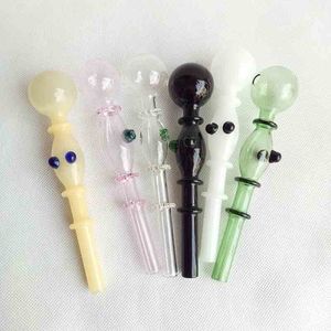 Puntini colorati Vetro a mano Paglia Dab Pipe Rig Stick 14cm Bruciatore a nafta Accessori per fumatori Tubi punteggiati per narghilè Bong d'acqua Bocchino