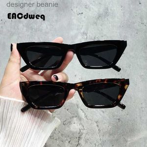 Óculos de sol Luxurnounglen Glasses Sunglasses Woman Vintage Cat Eye Design Glasses Sun Personalidade masculina Cool Retro Black Cateye Oculos C240410