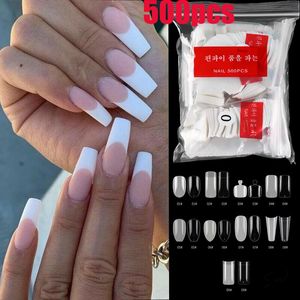 Unghie finte 500 pz/borsa Trasparente Bianco Lungo French French Mani e Punta Decorazione Nail Art Suggerimenti Trasparenti