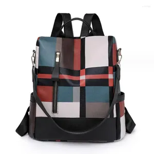 Schule Taschen frauen Rucksack 2023 Mode Hohe Kapazität Plaid Kontrast Casual Rucksäcke Weibliche Reise Schulter Tasche Handtasche