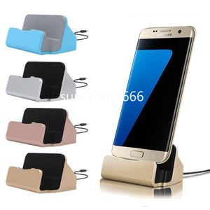 Typ C Micro USB Dock Charger Station Cradle Szybkie ładowarki Synchronizuj z pudełkiem detalicznym dla Samsung Galaxy S6 S7 S8 S10 S20 S22 S23 HTC S1 11 12 13 14 Pro Max