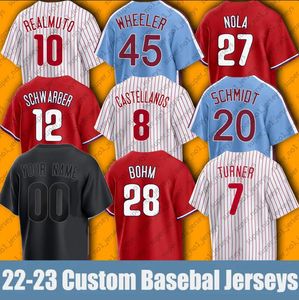 7 Trea Turner Baseball Jersey Bryce Jt Realmuto Harper Nick Castellanos Aaron Nola Rhys Hoskins Alec Bohm Kyle Schwarber Taijuan Walker Bryson Bryson Stott