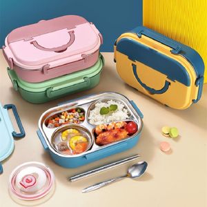 Bento Boxes 304 scatola da pranzo in acciaio inossidabile isolamento alimentare preparazione dei pasti per bambini contenitore riscaldatore gestione dello stoccaggio divisorio 230407