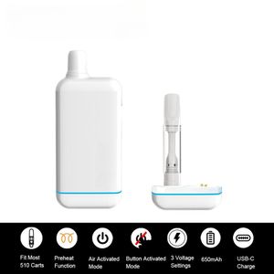 Gizli kartuş ön ısıtma 510 iplik kartuşu pil tipi C şarj cihazı vape pili 1ml 2ml tank kartuşu veya balmumu atomizer