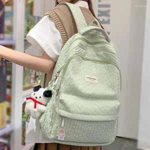 Borse da scuola Trendy Girl Green Kawaii Zaino in nylon Moda femminile Viaggio College Ladies Cute Women Laptop Book Studente