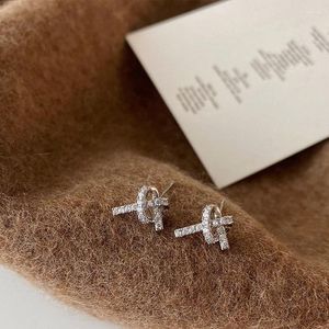 Stud Earrings Exquisite Small Zircon Knotted Love Heart For Women Female Korean Simple Earring Fashion Jewelry