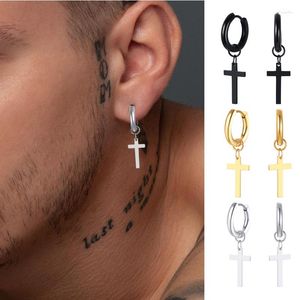 Ohrstecker Edelstahl Ohrring mit Kreuz Charm für Jungs Herrenschmuck