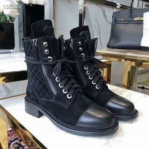 Designer Luxury ankle boots chunky heel lady coco booties fashion Motorcycle boots rubber bottom trainers Winter lambskin Flap quilted velvet Boots warm shoes