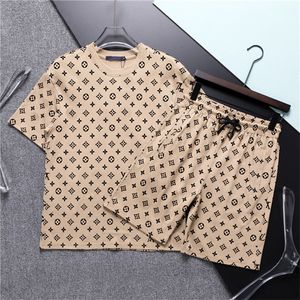 Designer homens fatos de treino design de moda camiseta calças de treliça clássica 2 peça define camisas curtas shorts checkeredw12