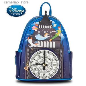 Mochilas Peter Pan Glow Clock Mochila Feminina Alça Dupla Bolsa de Ombro Bolsa PU Couro Senhora Mochila de Armazenamento Rosetta Q231108