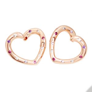 18K Rose Gold Hearts Hoop Earrings for Pandora Real Sterling Silver Wedding designer Earring Set Jewelry For Women Girlfriend Gift Love earrings with Original Box