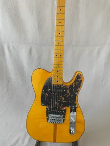Prins HS Anderson Hohner Madcat Mad Cat Amber Yellow Flame Maple Top Electric Guitar Leopard PickGuard, Dual Red Turtle Body Binding