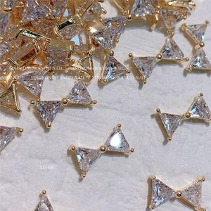 Dekoracje gwoździe 10pcs Diamond Charms Bowknot Butterfly Biżuteria 6 10 mm złoto/srebrny łuk dhinestones Błyszczące kryształowe akcesoria manicure-1