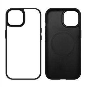 Custodia per telefono magnetica vuota a sublimazione 2D per iPhone 15 14 Pro Max 12 13 14 Plus Custodia in gomma di ricarica wireless con inserto in plastica Cover per PC TPC