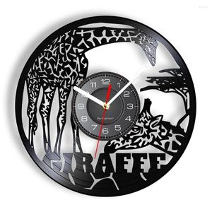 Zegar ścienny Afryka Giraffe Safari Style zegar najwyższy żywy lądowy rekord zwierzęcy cichy wystrój domu szkółka z diodą LED