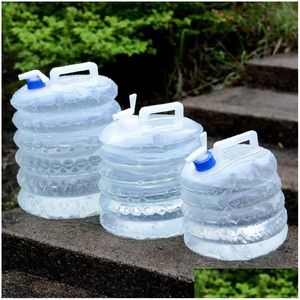 Water Bottles 5L15L Outdoor Collapsible Waterbag Cam Foldable Containers Drinking Mtifunction Telescopic Storage Bo Dhtn6