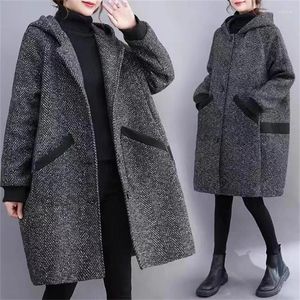 Kvinnors dike rockar stor storlek kvinnor huva kappa 6xl 7xl höst vinter mamma tjock sammet varm cardigan jacka koreansk lös ull