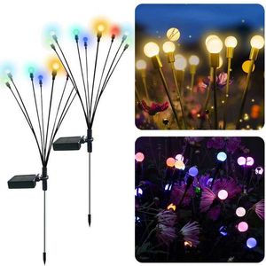 Lâmpadas de gramado solar Luz ao ar livre Led Firefly Lamp Garden Decoração de jardim à prova d'água Home Lawn Fireworks Floor Light Ano Novo P230406