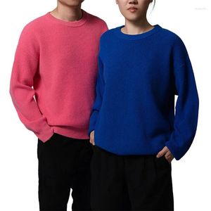 Erkek Sweaters Erkekler Sonbahar Kış 2023 Aşıklar Kıyafet Ceket Pembe Yün Süvari Ke Yinlan Boşta Stil Gevşek Avrupa ve Amerikan