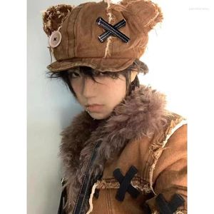 Berets Koreanische Mode Emo Kawaii Hut Frauen Harajuku Kostüm Y2k Ästhetischen Hüte Kpop Outfits Herbst Streetwear