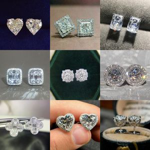20 Styles Trendy Lab Diamond Stud Earring 925 Sterling silver Party Wedding Earrings for Women Men Promise Birthday Jewelry Gift