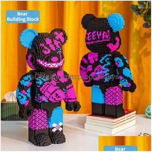 Новинка игры Новинка игры 35 см Diy Jinx Bearbricked Мрачный медведь Строительный блок Детская игрушка Рисунок Насилие Украшение комнаты Подарок на день рождения Dha3I