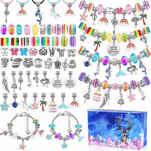 Pulseira de charme de decoração de festa Fazendo kit 112pcs de colares diy jóias com caixa de presente material de miçangas para meninas