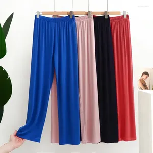 Kadın pijama modal pijama pantolon yaz pijama kıyafetleri ince yüksek bel damlası serin gündelik ev düz süpürme