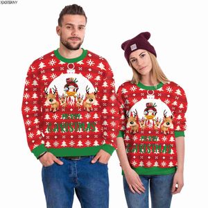 Women's Sweaters IOOTIANY Christmas New 3D Digital Printing Sweater Loose Long-sled Round Neck Sweater Christmas Clothing Couples WearL231107