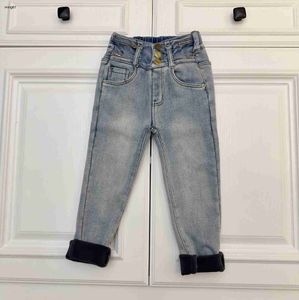 Marka Tasarımcı Bebek Peluş Kot Kış Kin Çocuk Pantolon Boyut 110-160 Metal Mektup Logo Çocuklar Pantolon Nov05