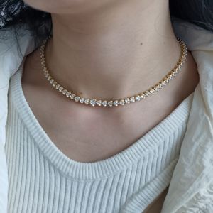 Mrożony szyjka hip -hopowa utwardzona 5a CZ Łańcuch tenisowy Choker Plated Srebrne srebro dla kobiet mężczyzn Wedding Jewerly Shop Ship