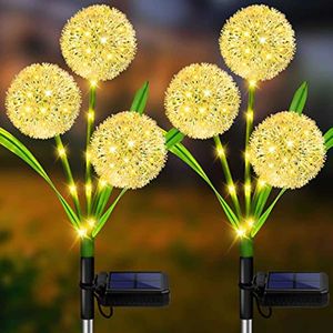 Lampy trawnikowe Outdoor Solar Garden Lights z 2 trybami Słoneczny Dandelion Kwiaty IP65 Wodoodporna dekoracja światła do ogrodowego Trawnika Wesela P230406