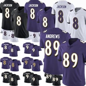 Top genäht 8 Lamar Jackson Jersey Herren 14 Kyle Hamilton 52 Ray Lewis 89 Mark Andrews 6 Patrick Queen 9 Justin Tucker 27 J.K. Dobbins 12 Rashod Bateman Foot