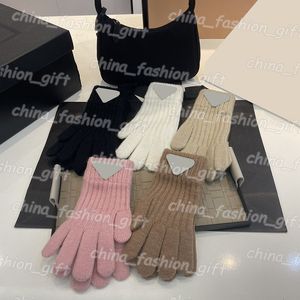 Klassiska kvinnliga handskar utomhushandskar och ullpekskärm kall beständig kanin päls 5 färghandskar varma fem fingerhandskar