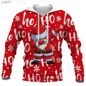 Herrtröjor tröjor jul hoodies tröjor unisex kläder 3d jultomten träd grafisk tröja för män modeparty semester pullover överdizedl231107