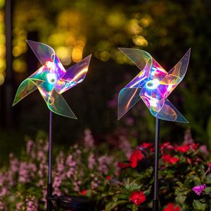 Rasenlampen im Freien LED-Solarlicht Solarwindmühle Bunte Rasenlampe Wasserdichtes Licht LED-Punktlicht Gartenweg Landschaftslichter Dekor P230406