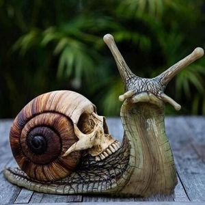 Decorative Objects Figurines Halloween Skull Snail Skull Resin Sculpture Gothic Garden Home Decoration Resin Crafts Home Decoration Accessories Dropper 230406